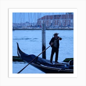 Venice Gondolier Evening Blurred Square Italian Italy Milan Venice Florence Rome Naples Toscana photo photography art travel Art Print