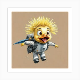 Astronaut Duck 1 Art Print