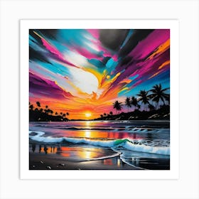 Sunset At The Beach 40 Art Print