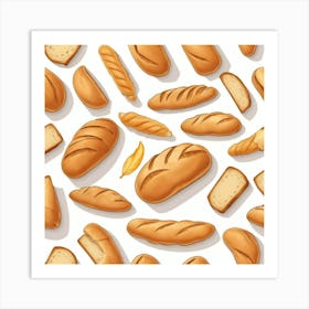 Bread Vector Seamless Pattern Art Print