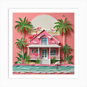 Flamingo House 1 Art Print