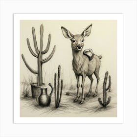 Deer In The Desert 2 Art Print