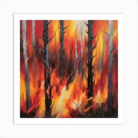 Fire In The Forest 15 Art Print