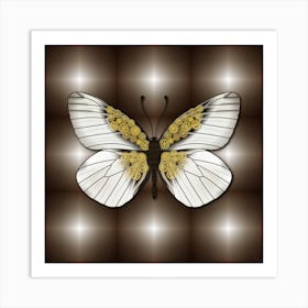 Mechanical Butterfly The Aporia Crataegi On A Brown Background Art Print