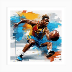 Basketball Player Dribbling Art Print