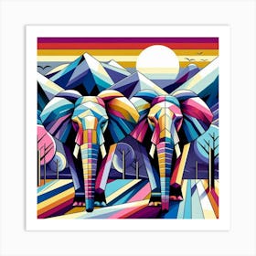 The Growing Guardians Elephants Art Print