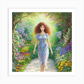 Girl In A Garden 19 Art Print