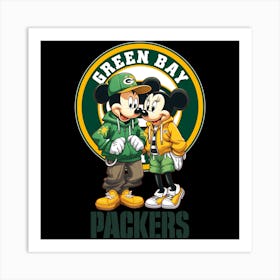 Mickey And Minnie Green Bay Packers Art Print