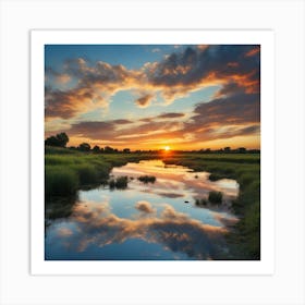 Sunrise Over The Marsh Art Print