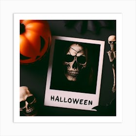 Halloween Horror Selfie Polaroid Frame Art Print