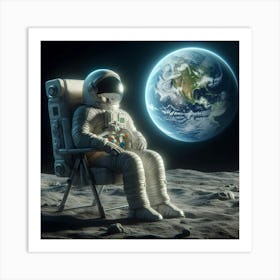 Astronaut On The Moon 8 Art Print