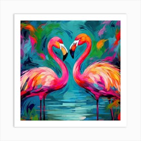 Flamingos In Love 1 Art Print