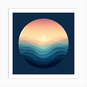 Sunset In The Ocean Art Print