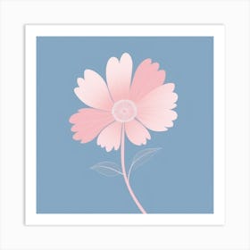 A White And Pink Flower In Minimalist Style Square Composition 254 Art Print