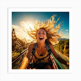 Firefly Adventure, Excitement, Thrill, Roller Coaster, Wind, Sun, Hair, Fun, Amusement Park, Adrenal (9) Art Print