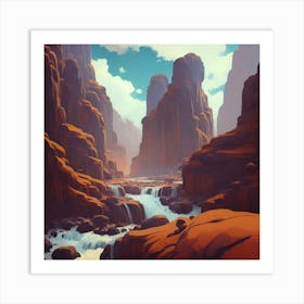 Landscape of valley rocks 18 Art Print