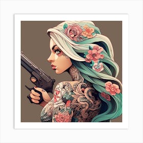 Hunzinator Lady Gaga With Tattoos Art Print