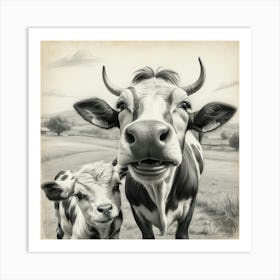 Cow And Calf 4 Art Print