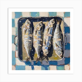 Sardines In A Tin Pastel Checkerboard 3 Art Print