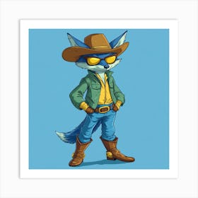 Creatai 24830 A Cartoon Style Anthropomorphic Blue Fox Standi 708fb5d1 9c06 49d9 Be98 A6dfe86363e9 2 Art Print