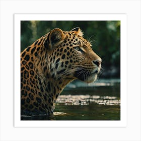 Leopard In Water Art Print