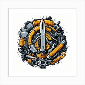 Logo Vector Tools Wrench Hammer Screwdriver Saw Pliers Drill Gear Nuts Bolts Spanner Ch (5) Art Print