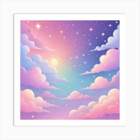 Sky With Twinkling Stars In Pastel Colors Square Composition 74 Art Print