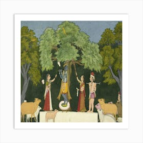 Krishna Entertains His Companions Art Print