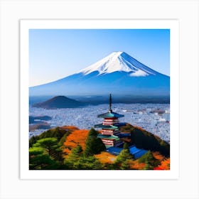 Mt Fuji Japan With castle Art Print