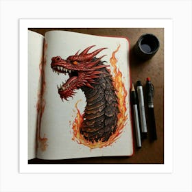 Dragon On Fire Art Print