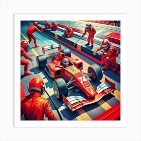 Formula One Race Car Pit Stop Art Print