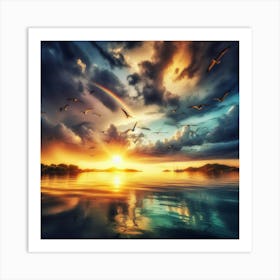 Sunrise Over The Sea Art Print