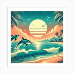 Retro Beach Art Art Print