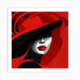 Woman In A Red Hat 2 Art Print