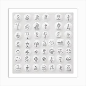 Line Icons Set 1 Art Print