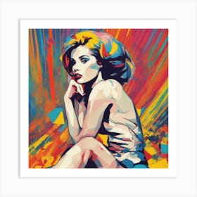 Pop Art Sultry Betty Colorful Lines Art Print