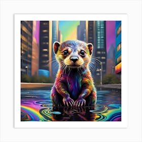 Rainbow Otter 2 Art Print