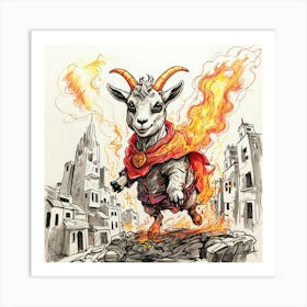 Goat In Flames 7 Art Print