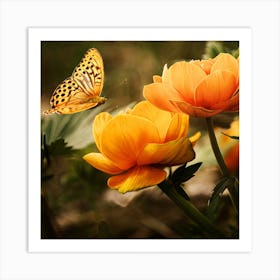 Butterfly On A Flower Art Print