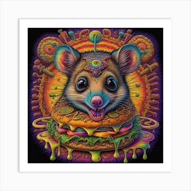 Mouse On A Burger 1 Art Print