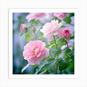 Flowers Leaves Nature Soft Freshness Pastel Botanical Plants Blooms Foliage Serene Delic Art Print