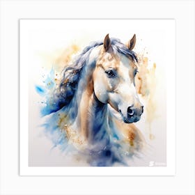 Watercolor Horse Painting Art Print