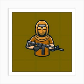 Cute Gun Man Mascot Avatar Art Print