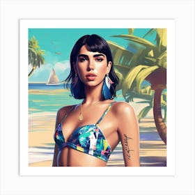 dua lipa in bikini art print portrait Art Print