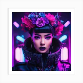 Neon Flower Girl Art Print