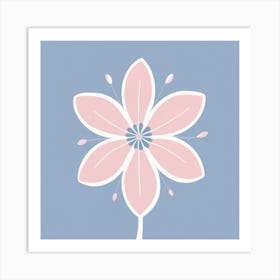 A White And Pink Flower In Minimalist Style Square Composition 356 Art Print