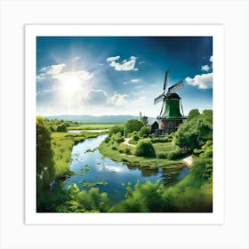 Water Green Nature View River Old Structure Light Electrical Sun Day Architecture Fauna (6) Art Print