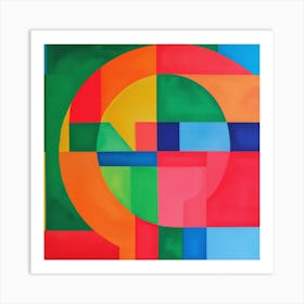 Modern Geometric Vibrant Painting, Color Shapes Art Print