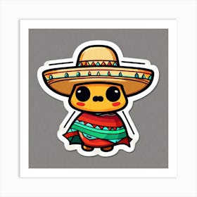 Mexican Sombrero And Pancho Sticker 2d Cute Fantasy Dreamy Vector Illustration 2d Flat Center (2) Art Print