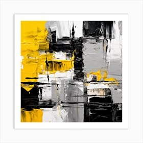 Black and Yellow Abstract Art Art Print